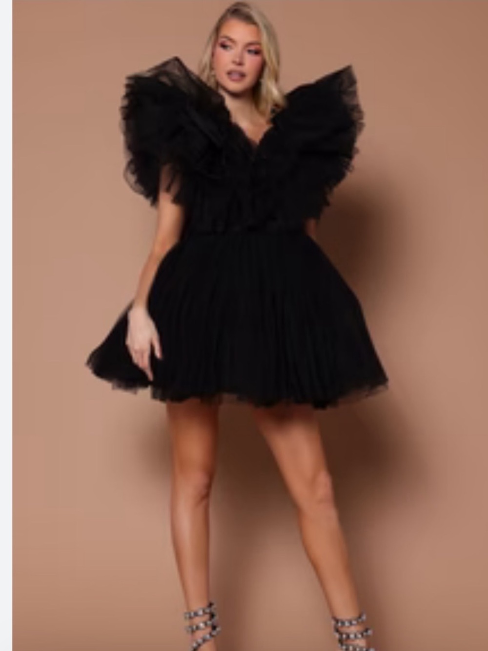 Fashion Nova Black Ruffled Tulle Mini Dress - Picture 1 of 3